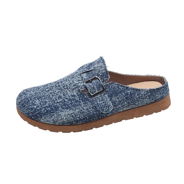 Plaid Buckled Platform Mules