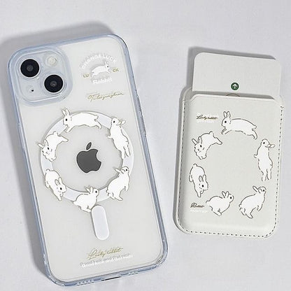 Rabbit Print Magsafe Compatible iPhone Case / Card Case / Set