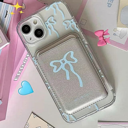 Bow Print Magsafe Compatible iPhone Case / Card Case / Set