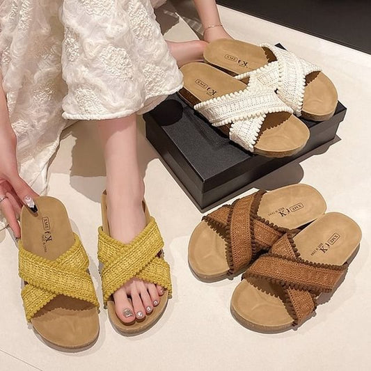 Knit Strap Cross Sandals