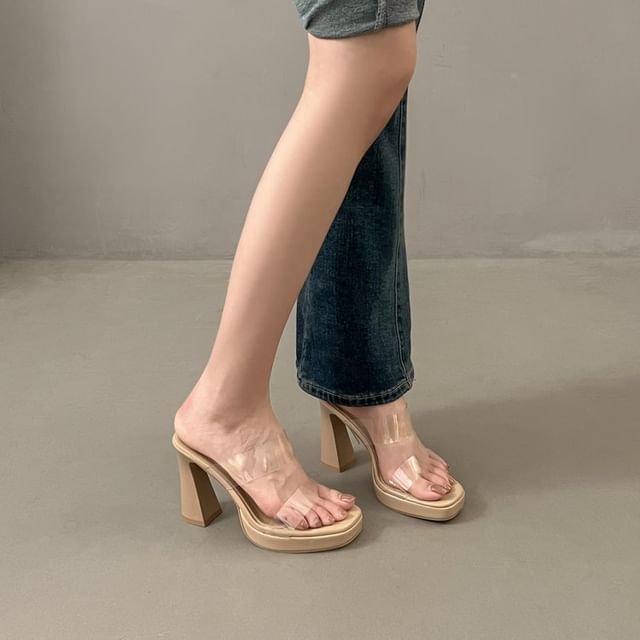 PVC Heel Sandals Slide Block Band
