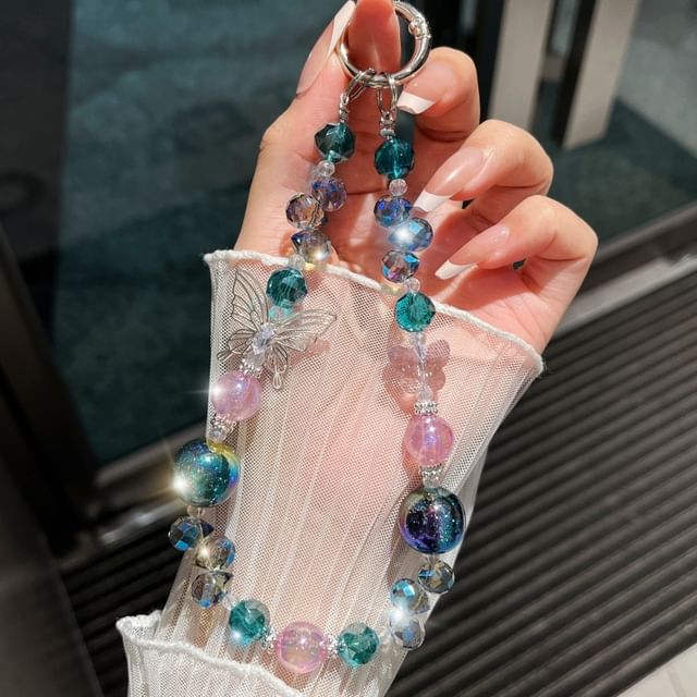 Wrist Crystal Strap Beaded Phone Butterfly Faux