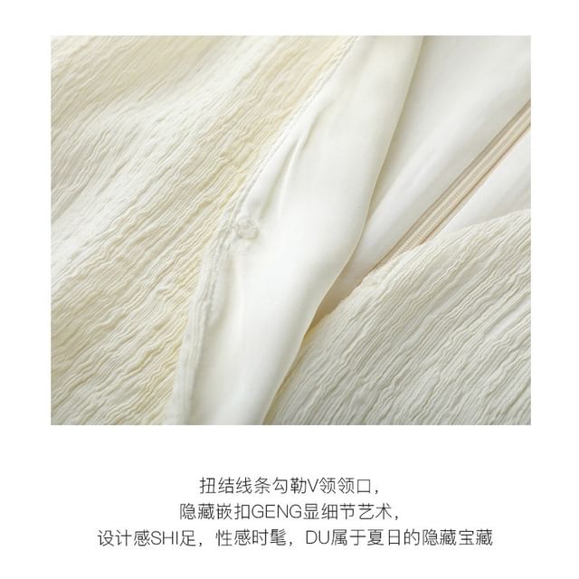 Rise / Slit Tank Top Leg Knot High V-Neck Pants Plain Wide