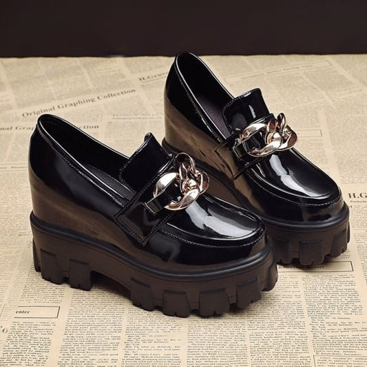 Platform Wedge Loafers Hidden