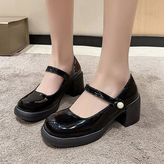 Heel Jane Block Mary Platform Pumps
