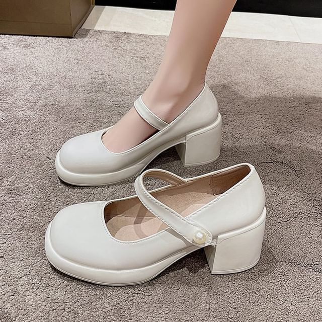 Heel Jane Block Mary Platform Pumps