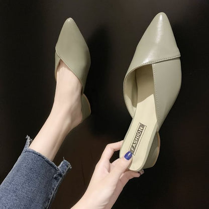 Toe Mules Pointed Faux Leather