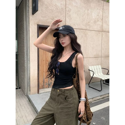 Scoop Neck Gradient Ribbed Slim Fit Tank Top