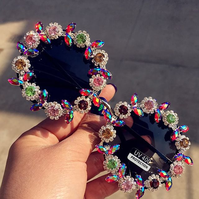 Floral Sunglasses Rhinestone
