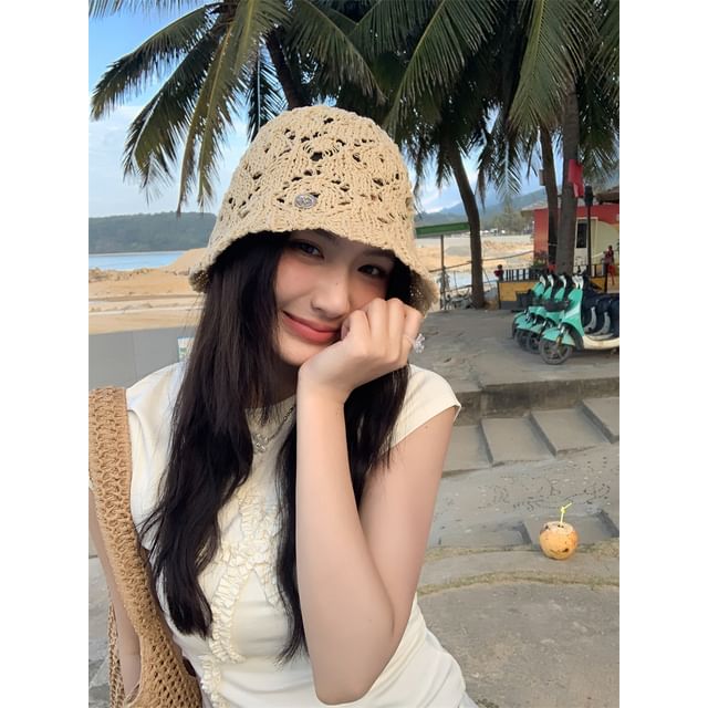 Crochet Bucket Hat Straw