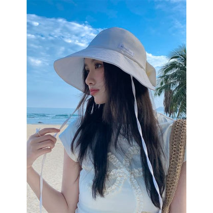 Lettering Striped Hat Applique Sun