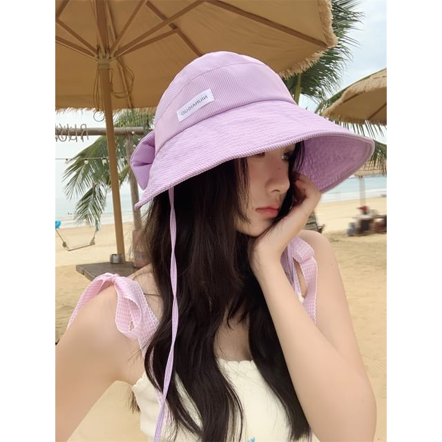 Lettering Striped Hat Applique Sun