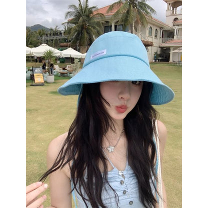 Lettering Striped Hat Applique Sun