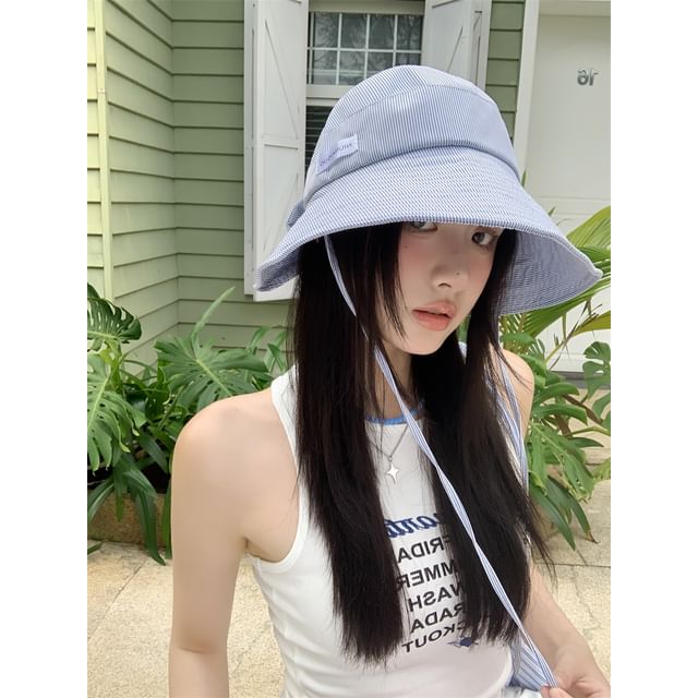 Lettering Striped Hat Applique Sun