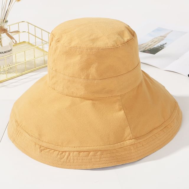 Plaid Plain Double Side Sun Hat