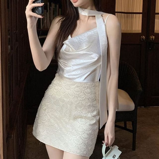 Wholesale Sample Spaghetti Strap Cowl Neck Plain Camisole Top