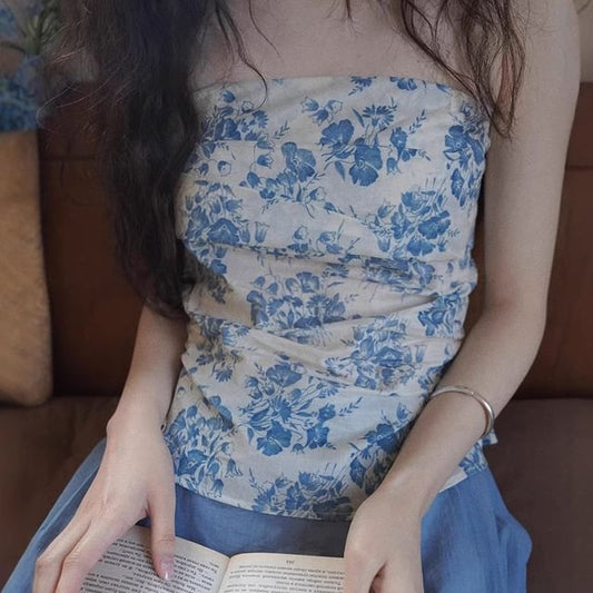 Wholesale Sample Sleeveless Floral Print Tube Top