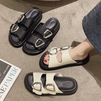 Buckled Slide Platform Sandals
