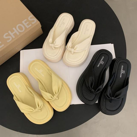 Ruched Platform Flip-Flops