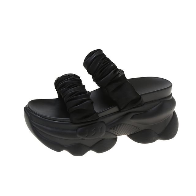 Ruched Slide Sandals Platform