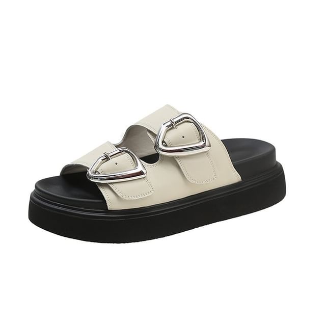 Buckled Slide Platform Sandals
