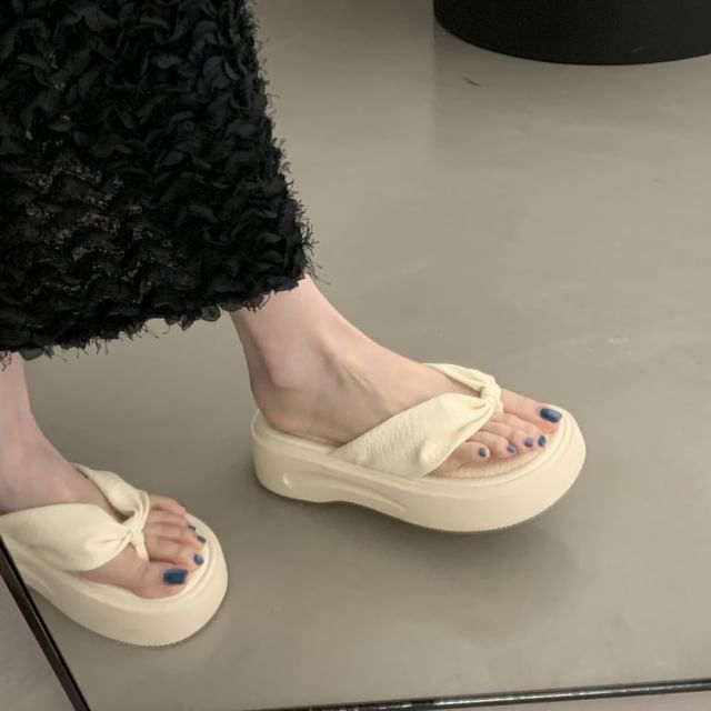 Ruched Platform Flip-Flops