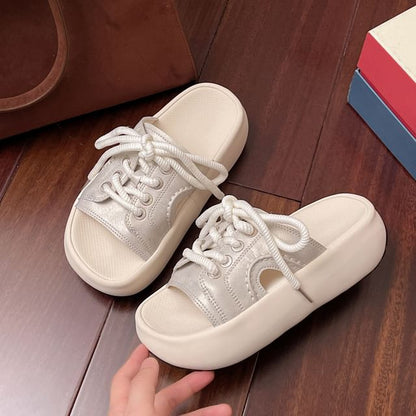 Lace-Up Sandals Platform Slide