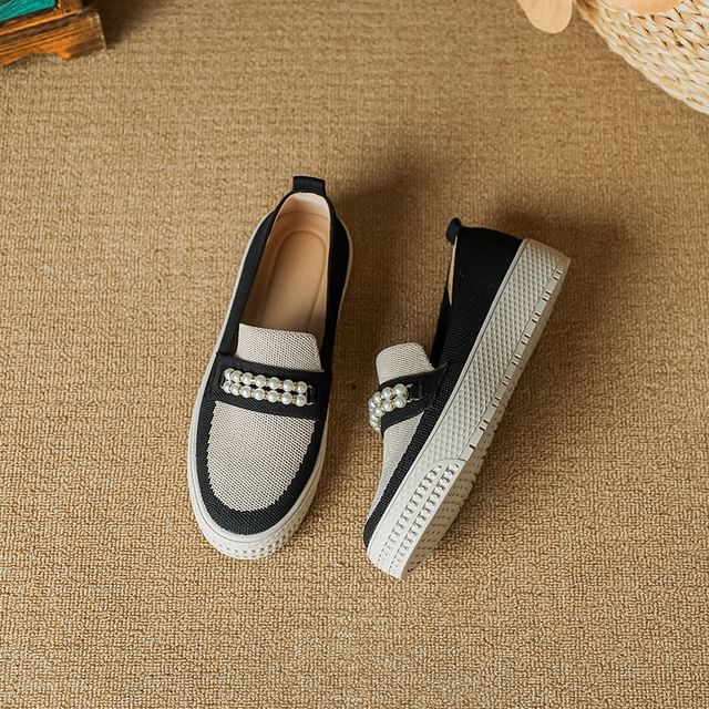 Sample Faux Pearl Platform Slip-Ons