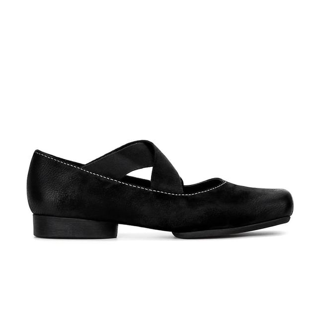 Square Toe Cross Strap Chunky Heel Mary Jane Pumps