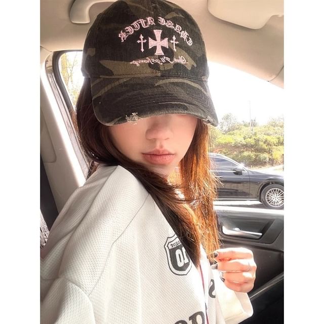 Camouflage Embroidered Cap Baseball Cross