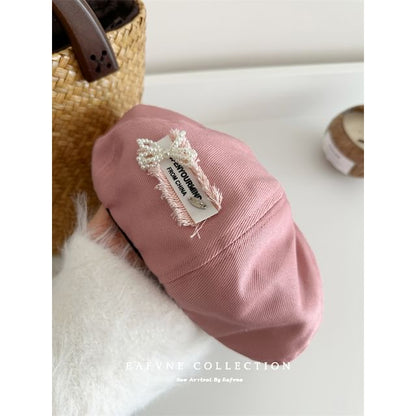 Denim Lettering Beret