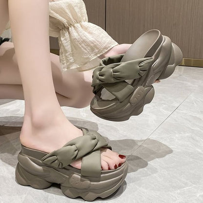Slide Platform Sandals Cross Criss