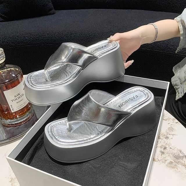Wedge Heel Platform Flip-Flops