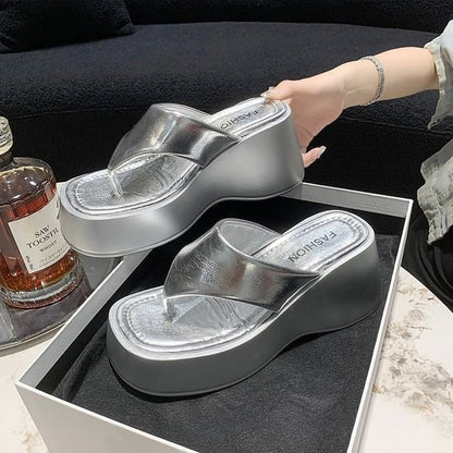 Wedge Heel Platform Flip-Flops
