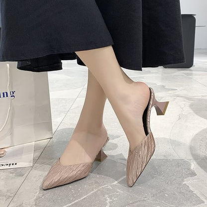Kitten Pointed Heel Toe Mules