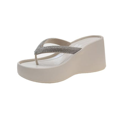 Rhinestone Flip-Flops Heel Platform Wedge