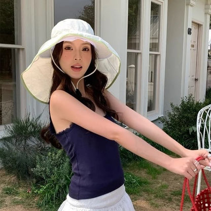 Hat Contrast Hiking Trim Plain Bucket