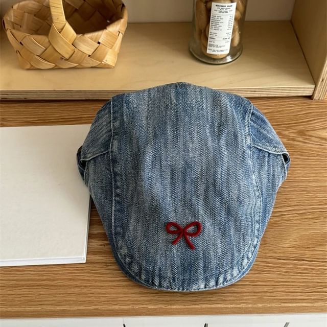 Ribbon Newsboy Cap Denim
