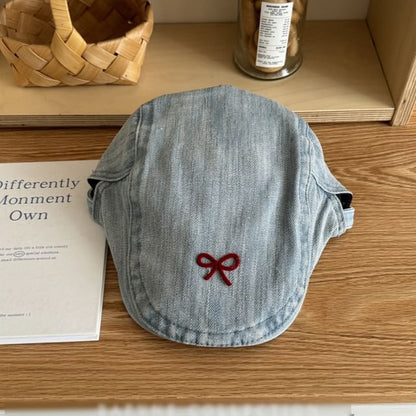 Ribbon Newsboy Cap Denim