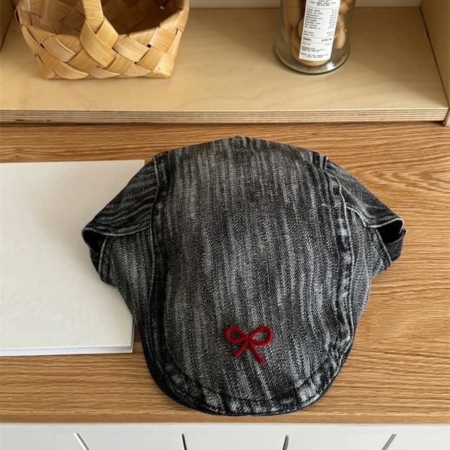 Ribbon Newsboy Cap Denim