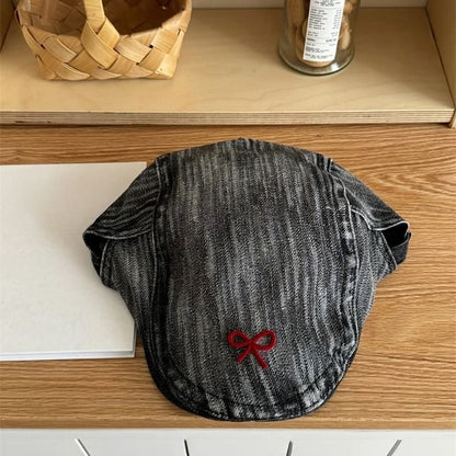 Ribbon Newsboy Cap Denim