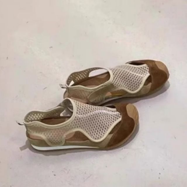 Fishnet Panel Cutout Slip-Ons