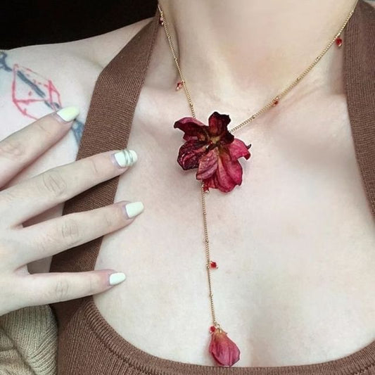 Alloy Necklace Petal Lariat
