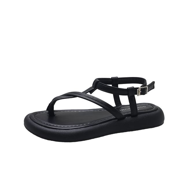 Leather Faux Sandals Platform