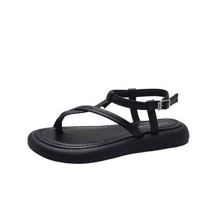Leather Faux Sandals Platform
