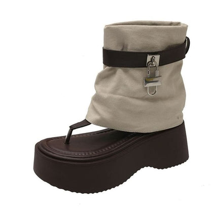 Panel Boots Thong Platform Padlock