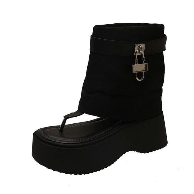 Panel Boots Thong Platform Padlock