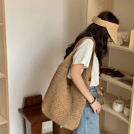 Plain Straw Bag Tote