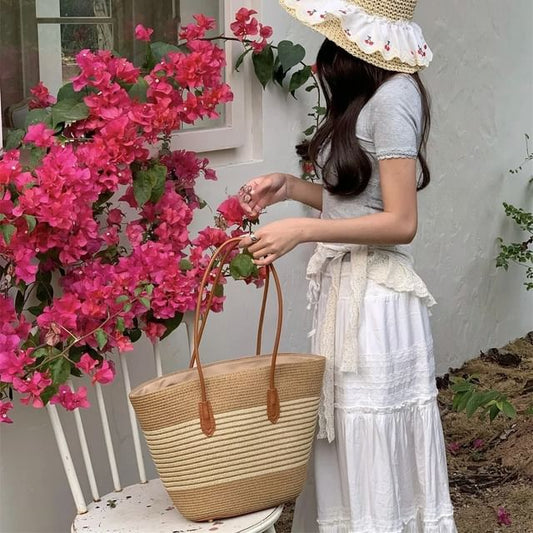Tote Straw Striped Bag