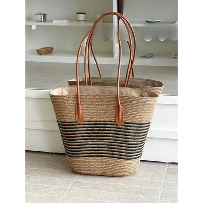 Tote Straw Striped Bag